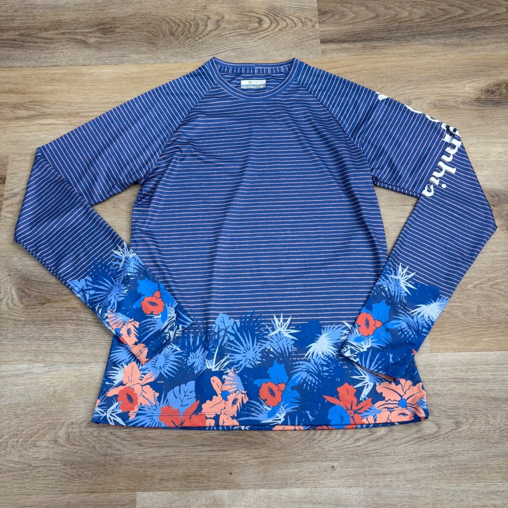 Columbia PFG Performance Fishing Shirt Women Size S Blue Outdoor Pool Beach Boat